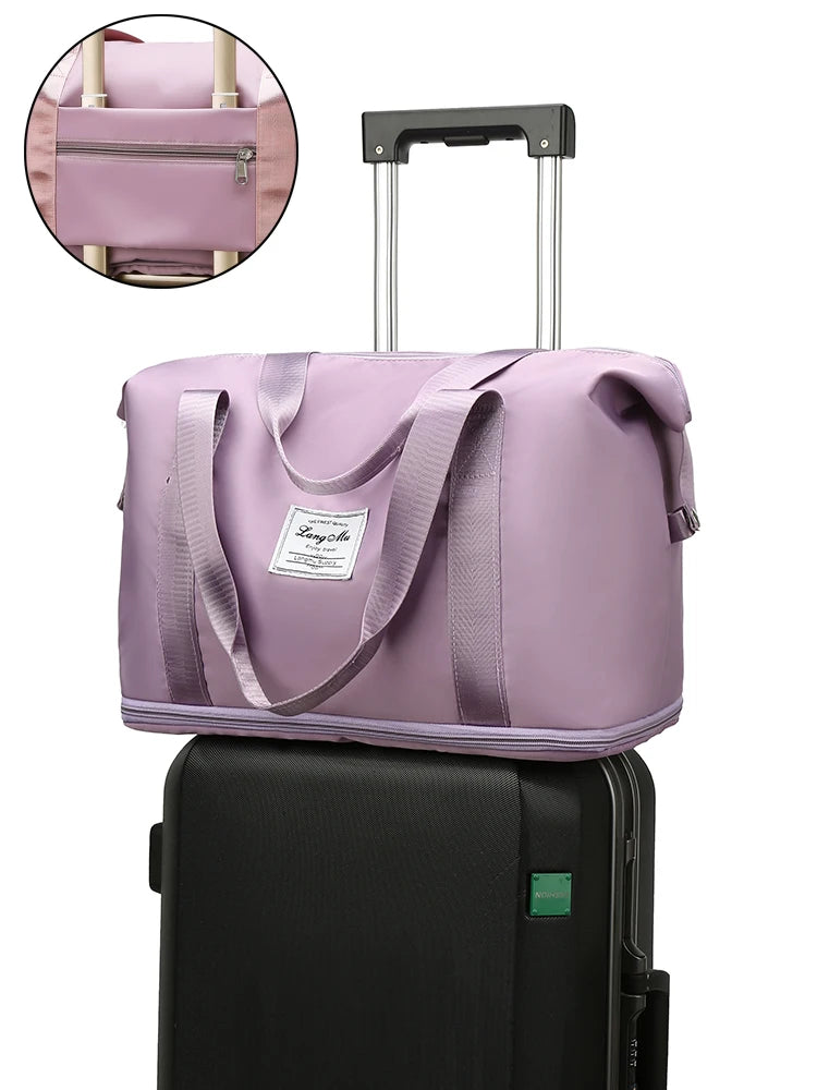 Waterdichte Reistas voor Dames – Grote Nylon Sport- Gymtas met Rits