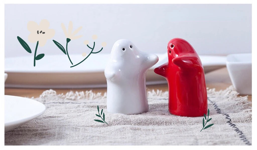 Ceramisch Peper- en Zoutstel Knuffel Spookjes – Creatief Omhelzend Design
