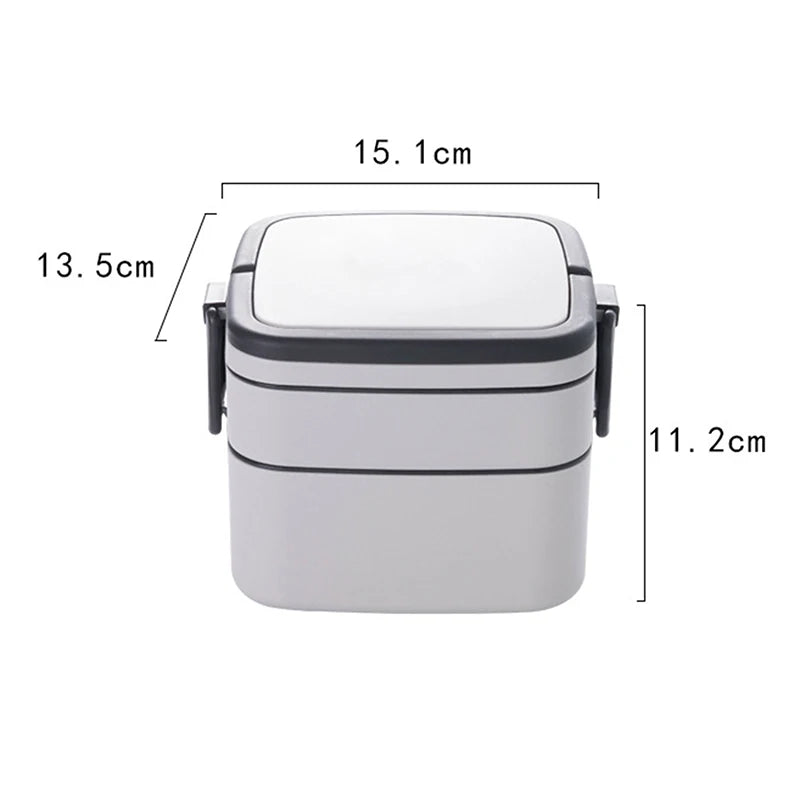 1000ml Draagbare 2-laagse Gezonde Lunchbox voor Magnetron met Bestek
