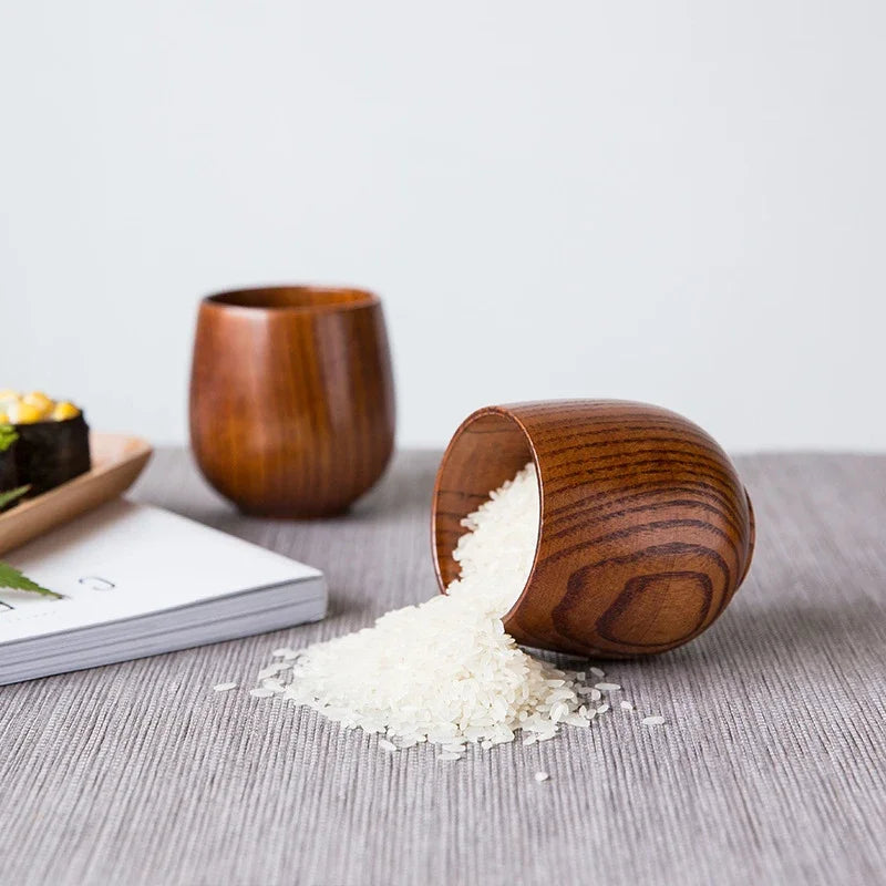 Japanse Houten Mok - Vintage Stijl - Natuurlijk Hout - 200ml