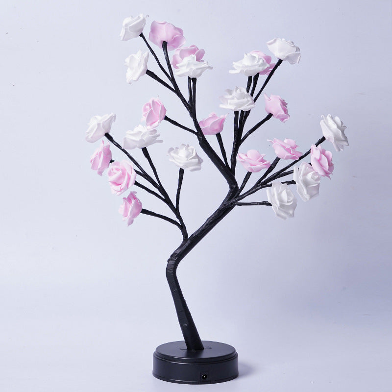 Tafellamp Bloemenboom Rozen LED USB - Sfeerverlichting Decoratie - Kleurrijk