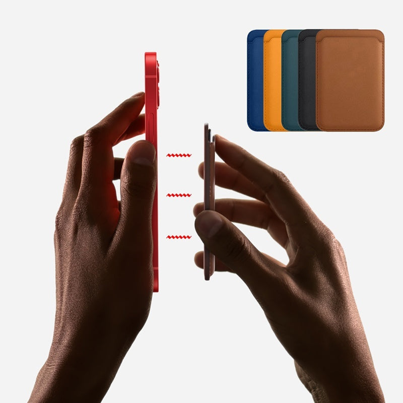 Magnetische leren kaarthouder met standaard voor iPhone MagSafe - slank & luxe