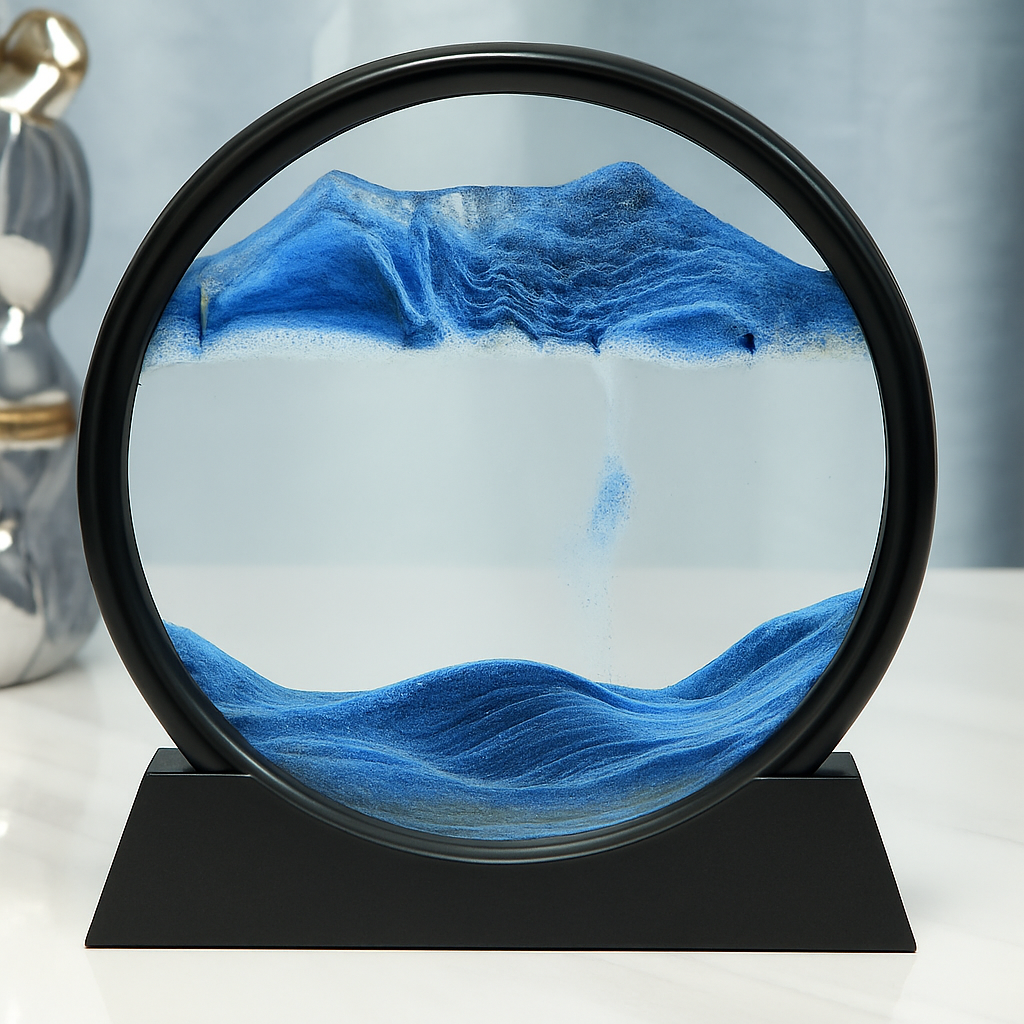 3D Bewegend Zandkunst Schilderij Rond Glas Zandlandschap Uurglas Decoratie