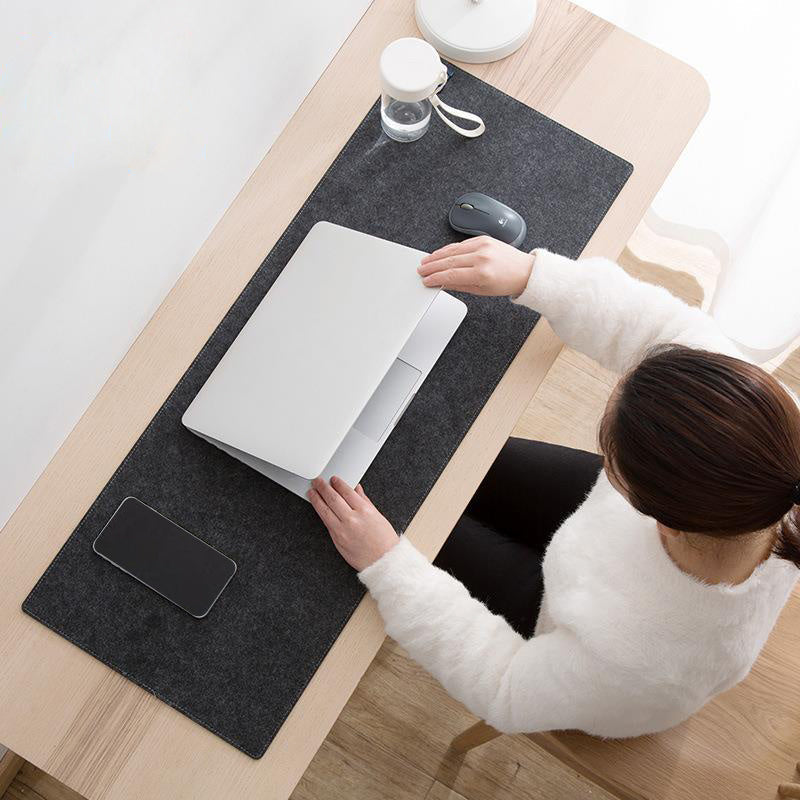 Handige antislip bureaumat vilt 80x40cm - donkergrijs/lichtgrijs