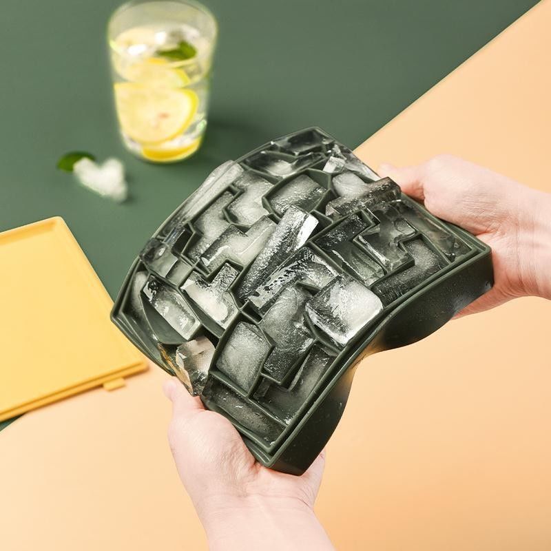 Siliconen IJsvorm Labyrint - IJsblokjesmaker met Deksel, Makkelijk Los te Maken