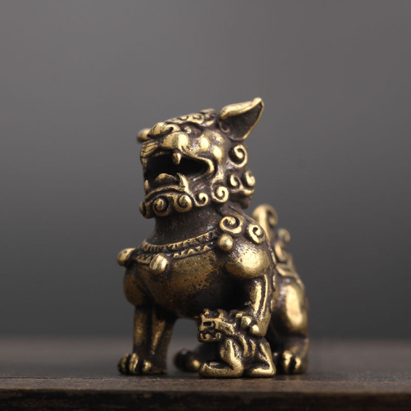 Vintage Messing Leeuwen Paar - Foo Dogs - Decoratief Beeldje - Handgegoten Ornament