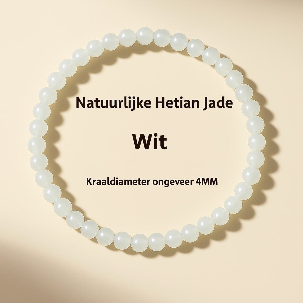Dames Armband van Natuurlijke Hetian Jade – Helder Watergroen of Wit – 4mm/6mm Kralen