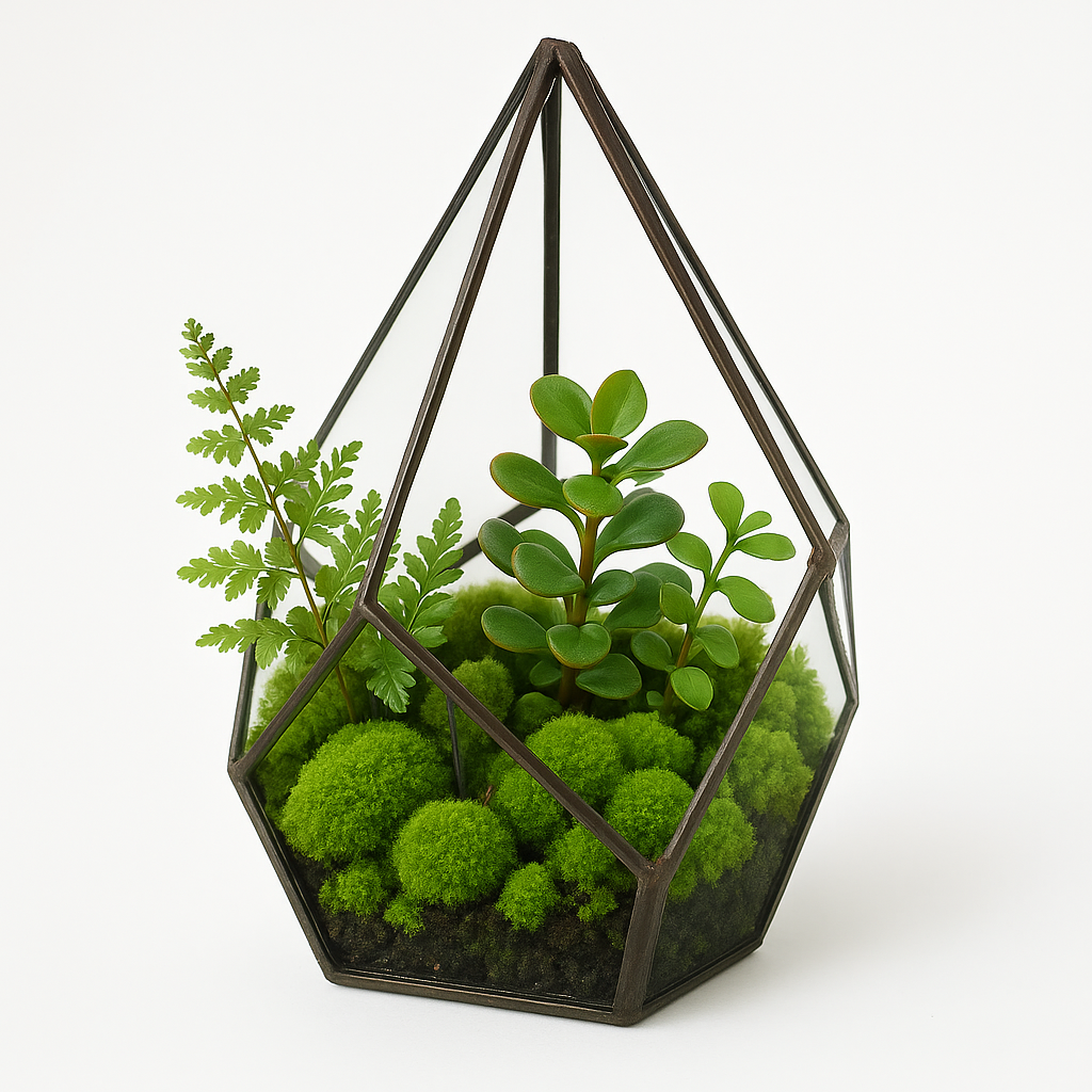 Geometrisch Glazen Bloempot Terrarium - Metaal & Glas - Modern Design