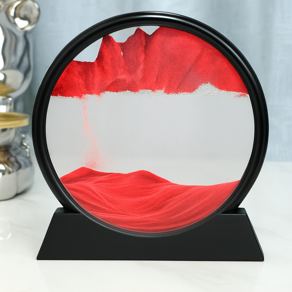 3D Bewegend Zandkunst Schilderij Rond Glas Zandlandschap Uurglas Decoratie