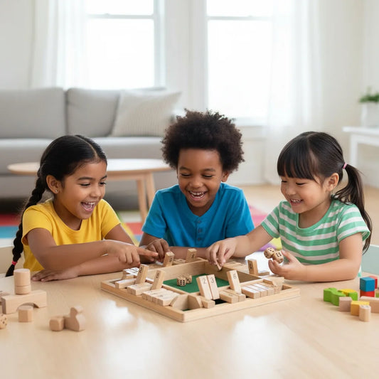 DiceBox Deluxe – Houten Shut the Box Spel voor 4 Spelers - Gezellig Dobbelbord voor Familie & Vrienden