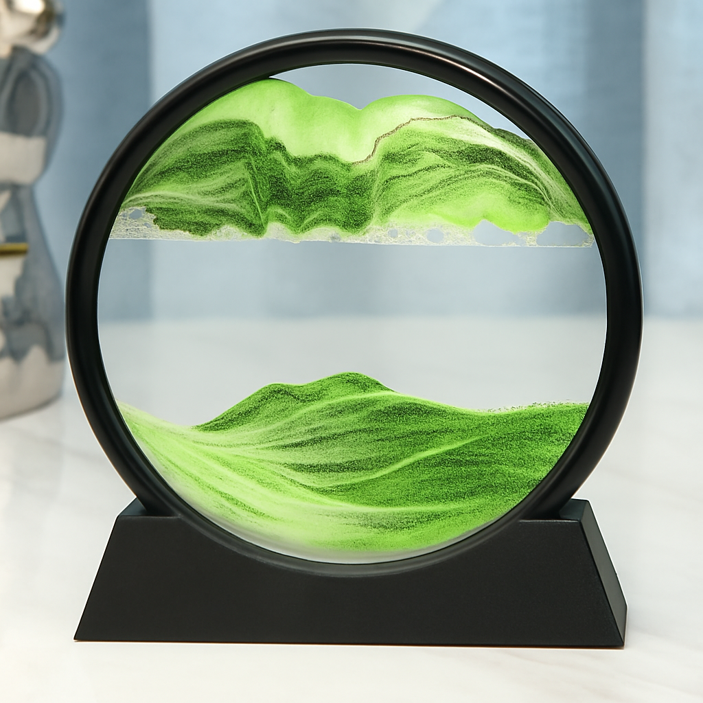 3D Bewegend Zandkunst Schilderij Rond Glas Zandlandschap Uurglas Decoratie