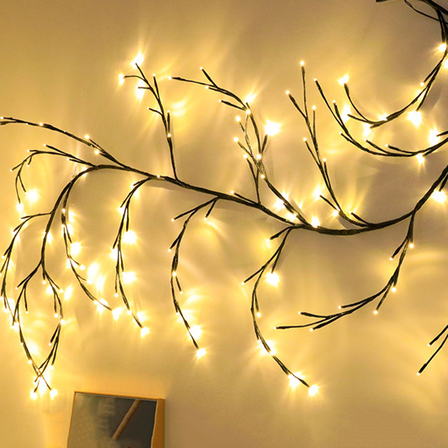 Flexibele LED Wilgentakken Slinger Verlichting – Warm Wit – Set van 2 – 144 Lampjes