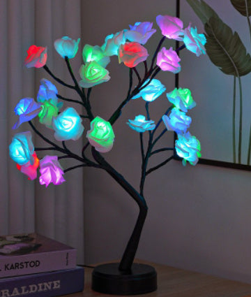 Tafellamp Bloemenboom Rozen LED USB - Sfeerverlichting Decoratie - Kleurrijk
