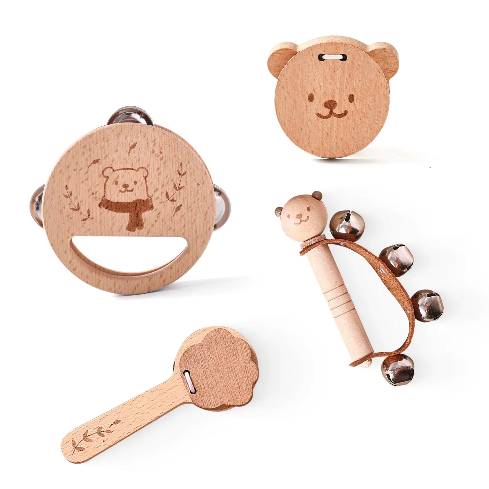 5Pc Set Montessori Toys Baby Music Toys Musical Instrument Wooden Educational Toys Baby 0 3 Years Toys Bear Xylophone Toys Gifts