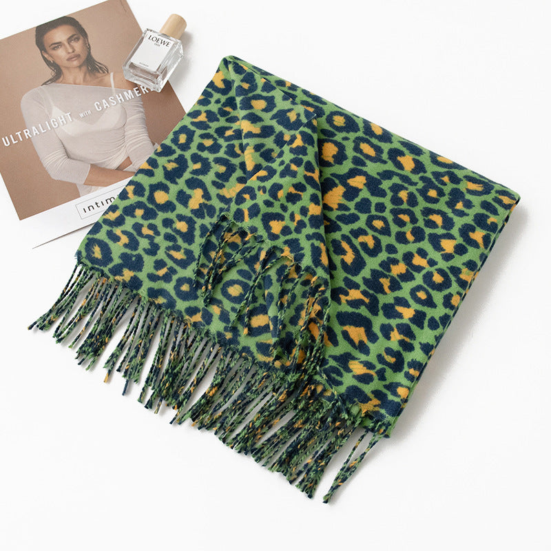 Dames sjaal met luipaardprint – Warm polyester – Retro Europees design