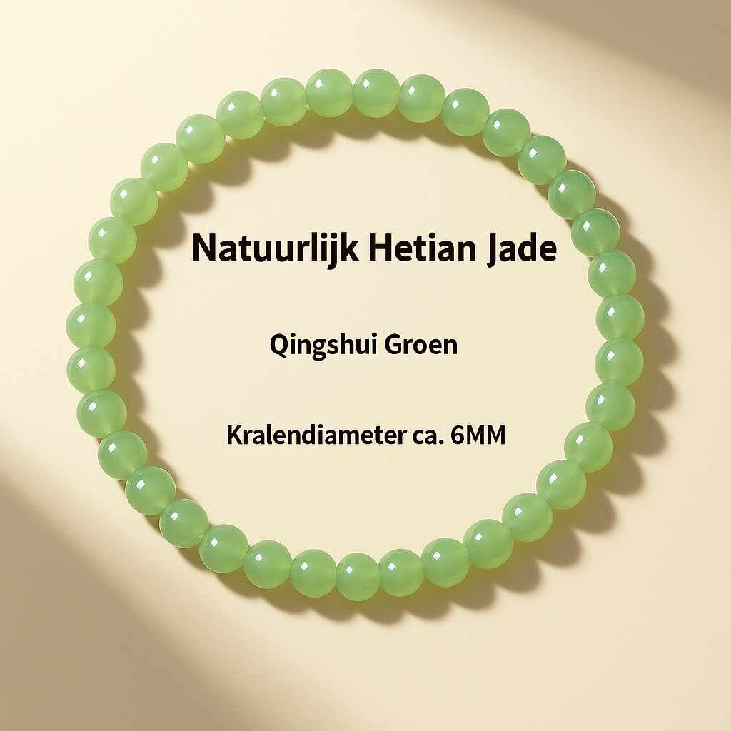 Dames Armband van Natuurlijke Hetian Jade – Helder Watergroen of Wit – 4mm/6mm Kralen