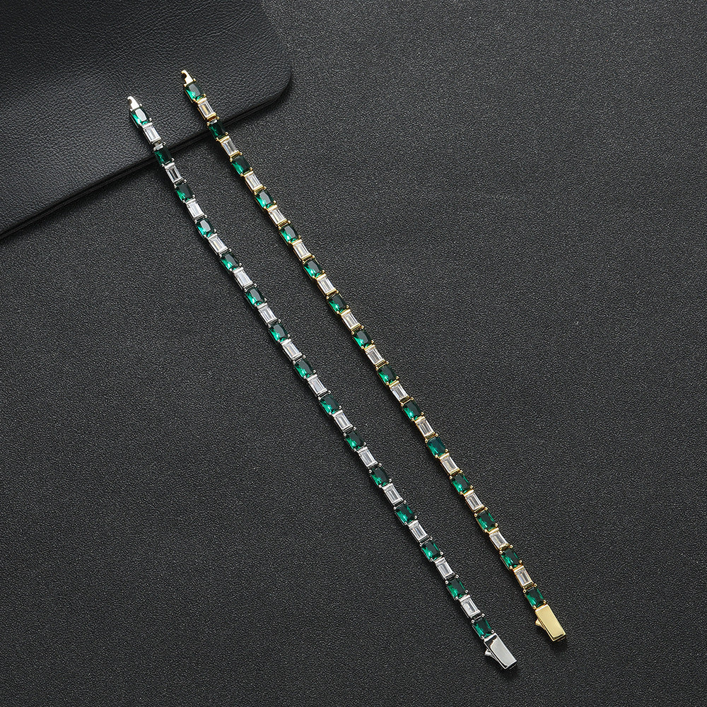 Dames Armband Rechthoekige Zirkonia Groen Geometrisch Design 18-20cm