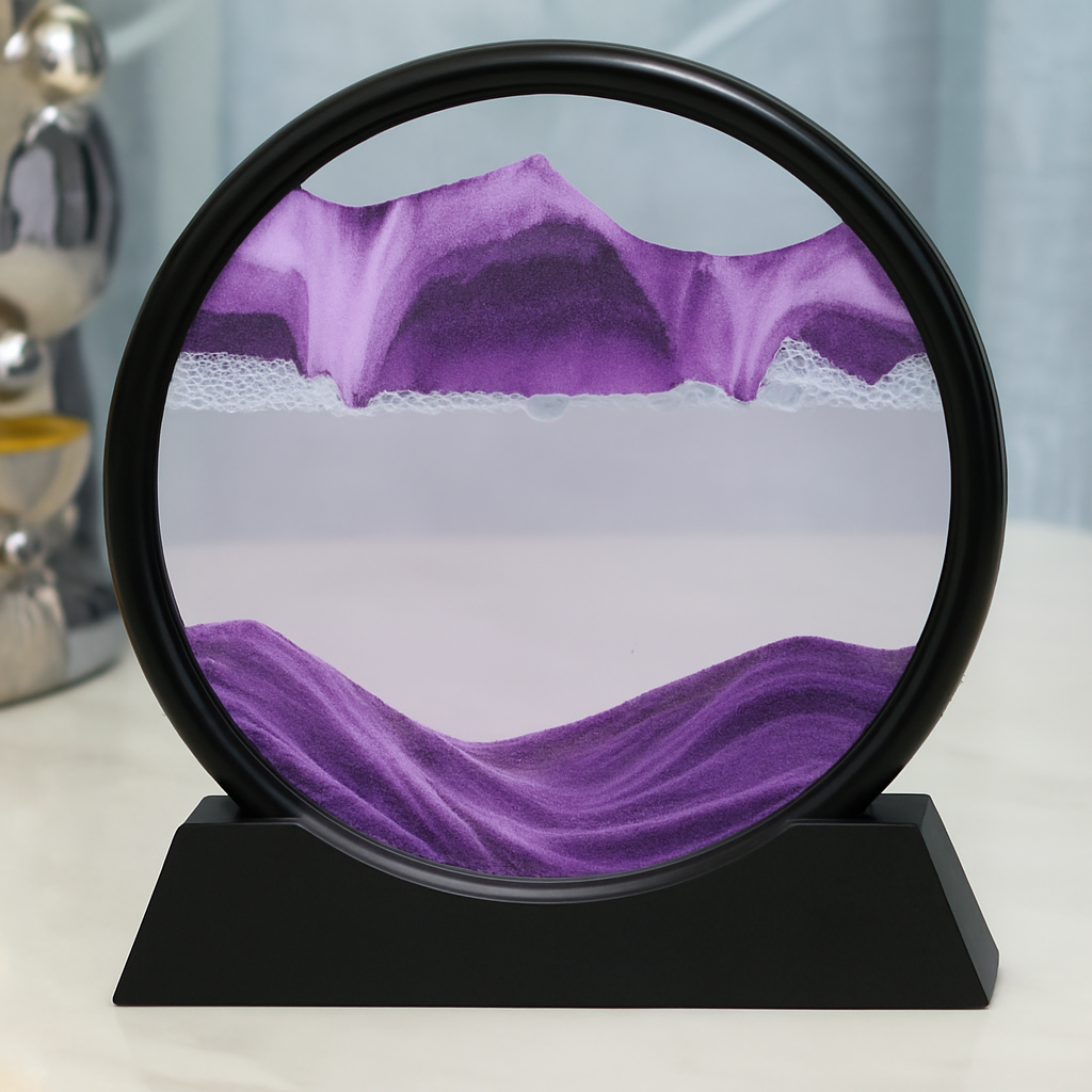3D Bewegend Zandkunst Schilderij Rond Glas Zandlandschap Uurglas Decoratie