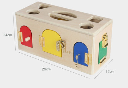 Educatieve houten vormenstoof met sloten - Kleurrijk speelgoed voor kinderen
