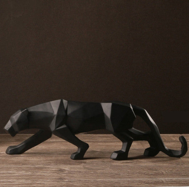Moderne abstracte panter beeld - geometrisch design - resin sculptuur