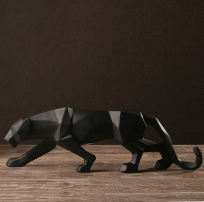Moderne abstracte panter beeld - geometrisch design - resin sculptuur