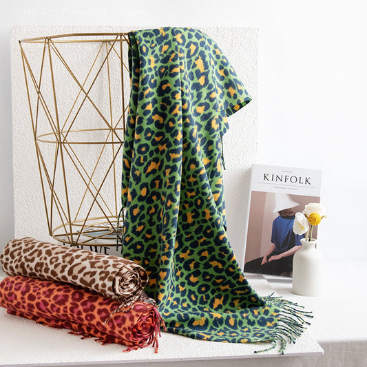 Dames sjaal met luipaardprint – Warm polyester – Retro Europees design