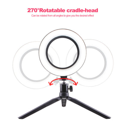 Selfie video ringlamp met statief en Bluetooth afstandsbediening – 26cm, LED - verstelbaar licht