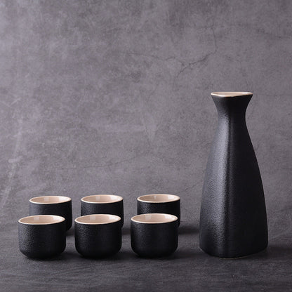 Japans Sake Complete Set - Keramiek - Vintage Look - 6 Cups
