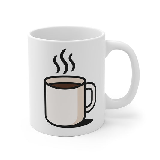 Witte Keramische Koffiemok met Illustratie – 330 ml