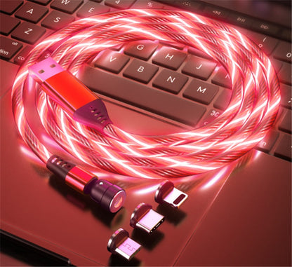 MagneticGlow 3-in-1 Oplaadkabel – Blauw/Rood/Groen 360° Draaibaar LED Snel Laden