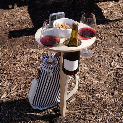 Opvouwbare houten wijnrek tafel voor buiten - ideaal voor picknick & tuin