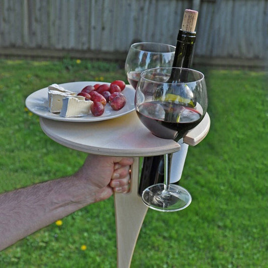 Opvouwbare houten wijnrek tafel voor buiten - ideaal voor picknick & tuin