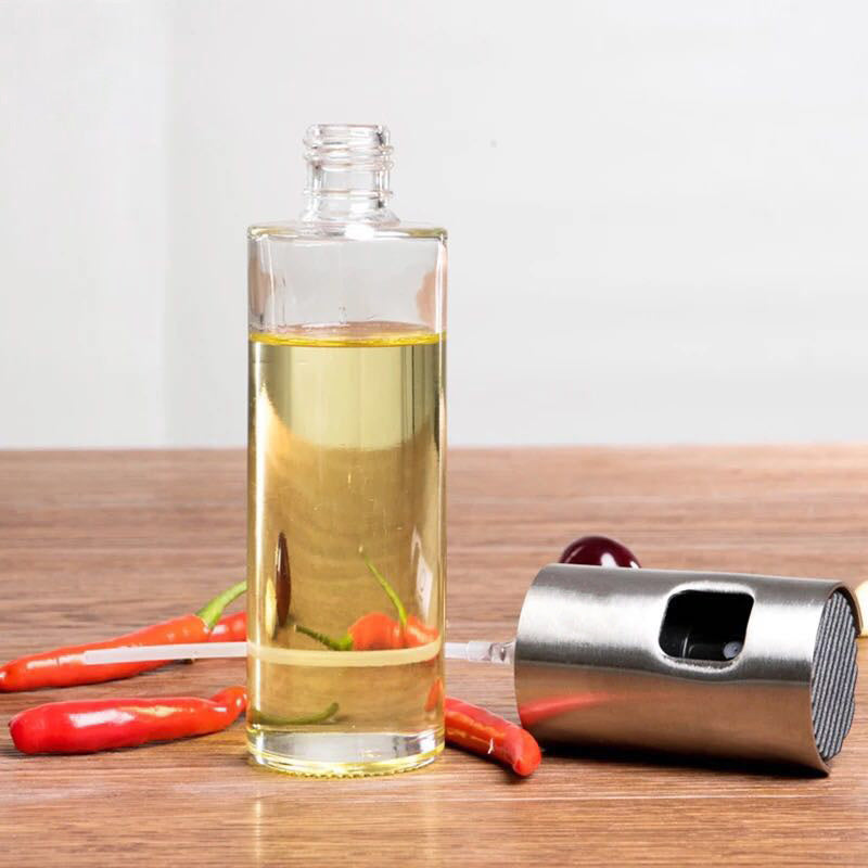 Glazen olie- en azijnsprayfles - 100 ml - RVS en glas - Fijn vernevelend