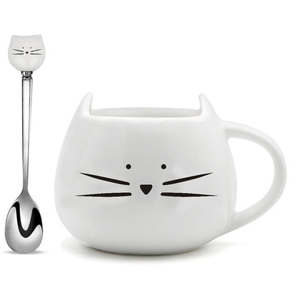 Kattenmok 400 ml met Lepel – Schattig Keramisch Ontwerp voor Koffie en Thee