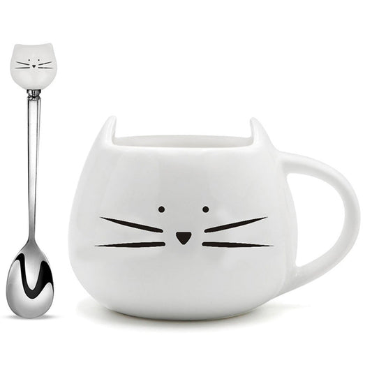 Kattenmok 400 ml met Lepel – Schattig Keramisch Ontwerp voor Koffie en Thee