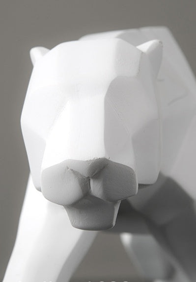 Moderne abstracte panter beeld - geometrisch design - resin sculptuur
