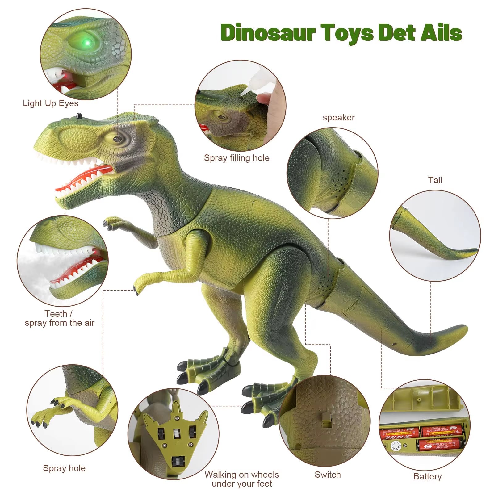 Remote Control Dinosaur Toy Spray Walking Tyrannosaurus Rex Roaring LED Light Children Dinosaur Toy Boy Girl Birthday Gift