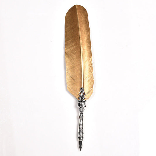 Vintage Veren Pen Set - Luxe Geschenkdoos, Roestvrij Staal