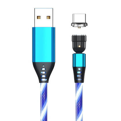 MagneticGlow 3-in-1 Oplaadkabel – Blauw/Rood/Groen 360° Draaibaar LED Snel Laden