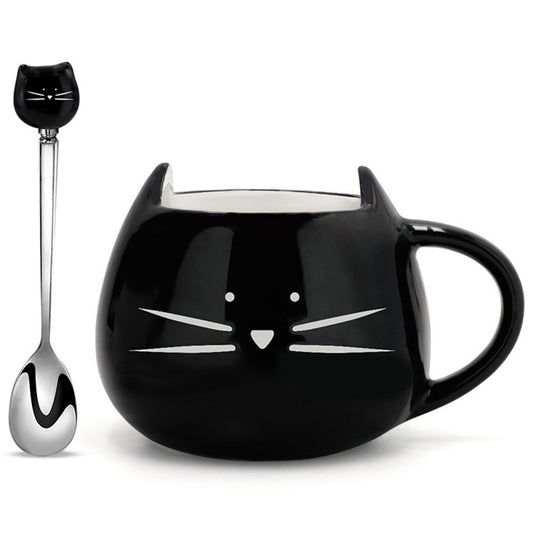 Kattenmok 400 ml met Lepel – Schattig Keramisch Ontwerp voor Koffie en Thee