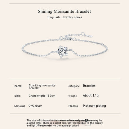 Dames Armband Zilver 925 met Moissaniet - Luxe Klauwzetting - Elegant Design
