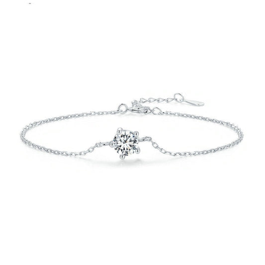 Dames Armband Zilver 925 met Moissaniet - Luxe Klauwzetting - Elegant Design