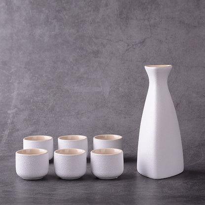 Japans Sake Complete Set - Keramiek - Vintage Look - 6 Cups