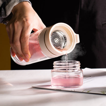 Dubbelwandige glazen waterfles met theefilter en lekvrije dop – 400 ml