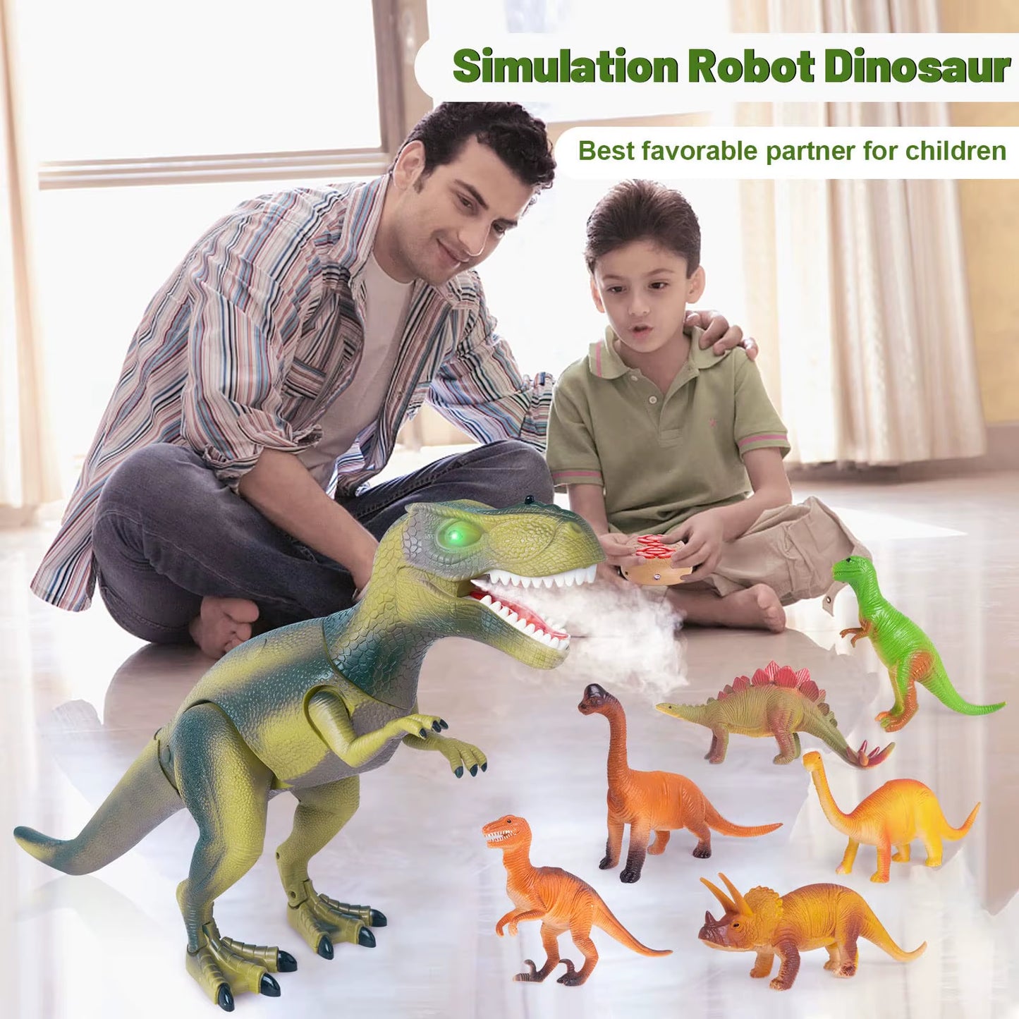 Remote Control Dinosaur Toy Spray Walking Tyrannosaurus Rex Roaring LED Light Children Dinosaur Toy Boy Girl Birthday Gift