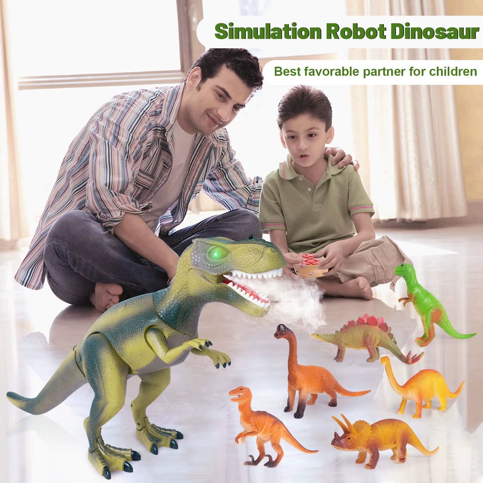 Remote Control Dinosaur Toy Spray Walking Tyrannosaurus Rex Roaring LED Light Children Dinosaur Toy Boy Girl Birthday Gift