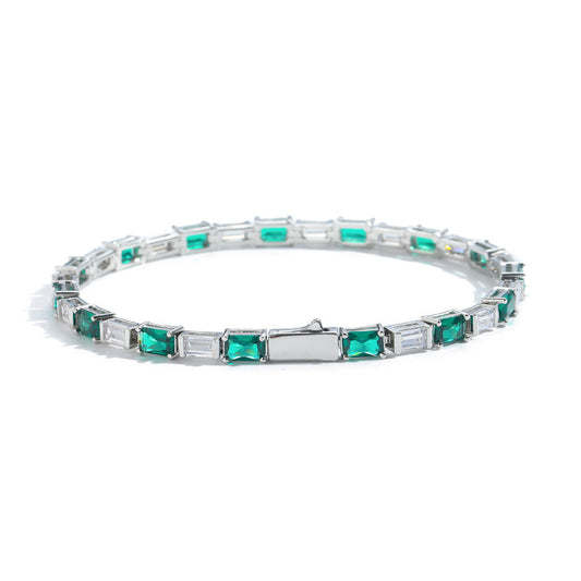 Dames Armband Rechthoekige Zirkonia Groen Geometrisch Design 18-20cm