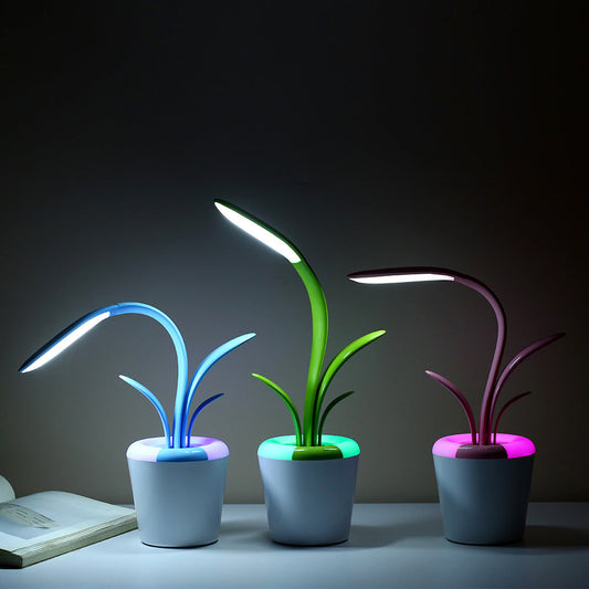 LED Bureaulamp Plantvorm - Oplaadbaar - USB - Dimbaar - Nachtlampje