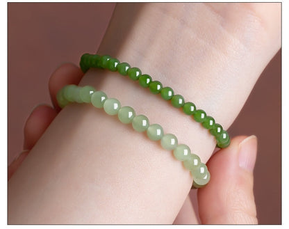 Dames Armband van Natuurlijke Hetian Jade – Helder Watergroen of Wit – 4mm/6mm Kralen