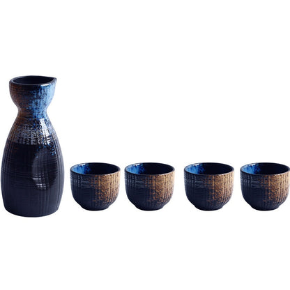 Japanse Sake Set van Keramiek – Traditionele Karaf met 4 Sake Bekers